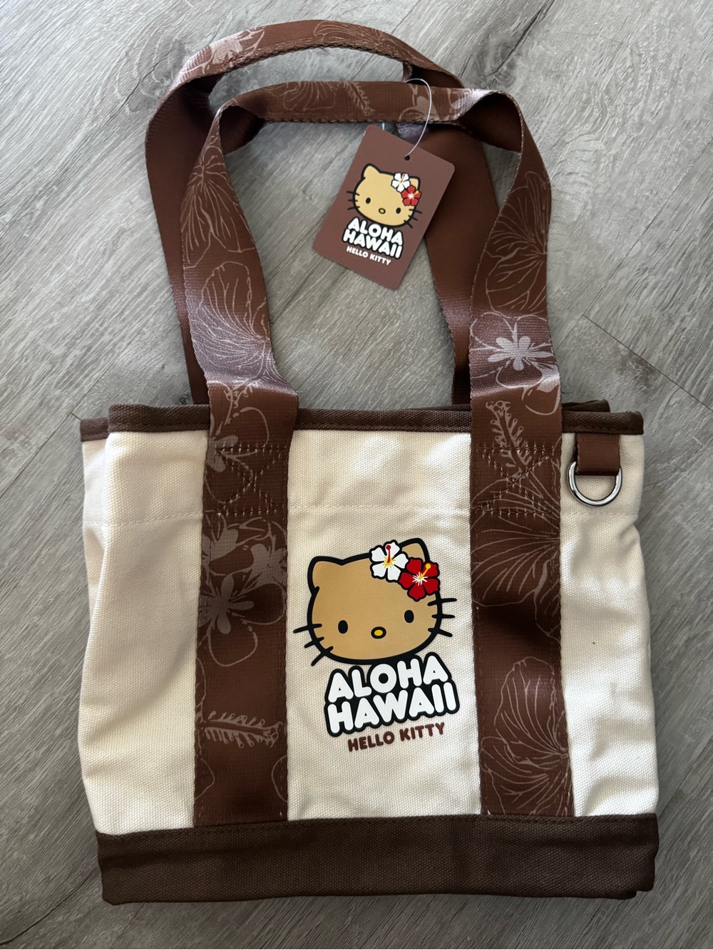 Hello Kitty Cream and Brown Aloha Hawaii Canvas Tote